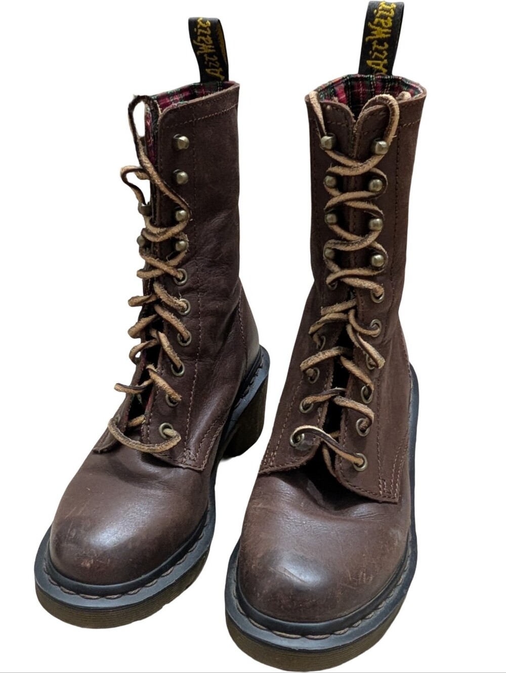 Vintage Dr. Martens Casey lace-up heeled boots in brown leather EU 37